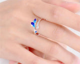 Blue Enamel Leaves Ring