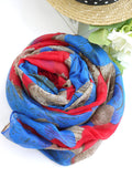 Floral Design Cotton Voile Long Scarf