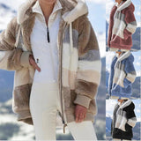 Contrasting Lamb Wool Padded Coat