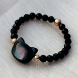 Natural Stone Crystal Cat Ring