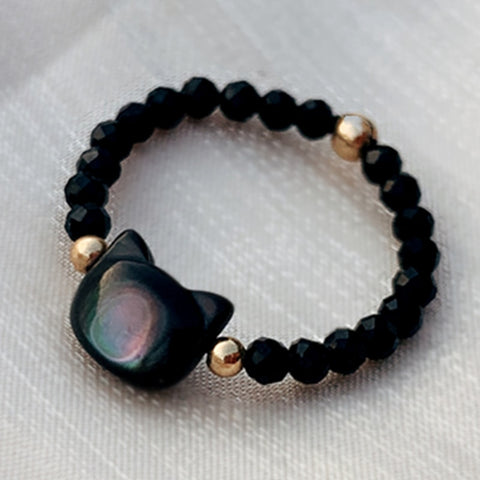Natural Stone Crystal Cat Ring