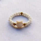 Natural Stone Crystal Cat Ring