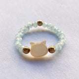 Natural Stone Crystal Cat Ring