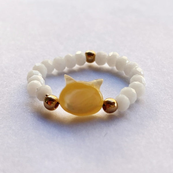 Natural Stone Crystal Cat Ring