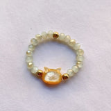 Natural Stone Crystal Cat Ring