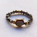 Natural Stone Crystal Cat Ring