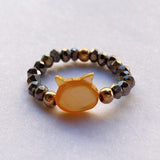 Natural Stone Crystal Cat Ring