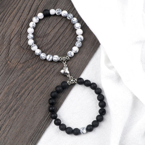 Natural Stone Heart Magnetic Bracelets