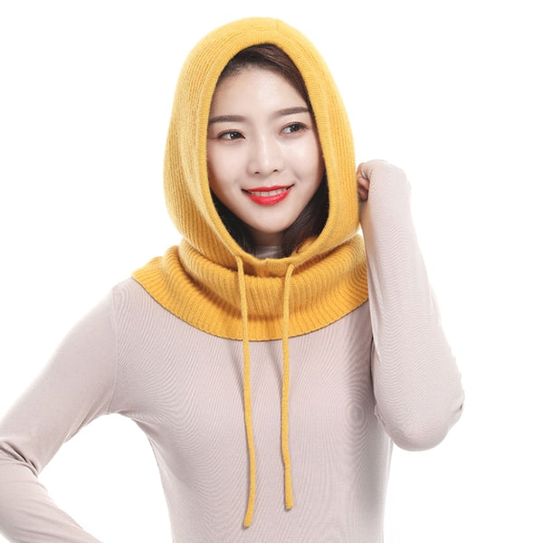 Cashmere Hooded Neck Collar Cap