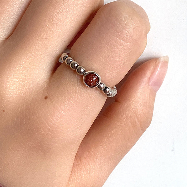 Natural Stone Color Beads Ring