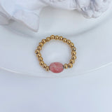 Natural Stone Color Beads Ring