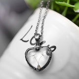 Dried Dandelion Flower Heart Necklace