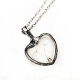 Dried Dandelion Flower Heart Necklace