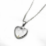 Dried Dandelion Flower Heart Necklace