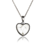 Dried Dandelion Flower Heart Necklace