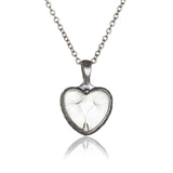 Dried Dandelion Flower Heart Necklace