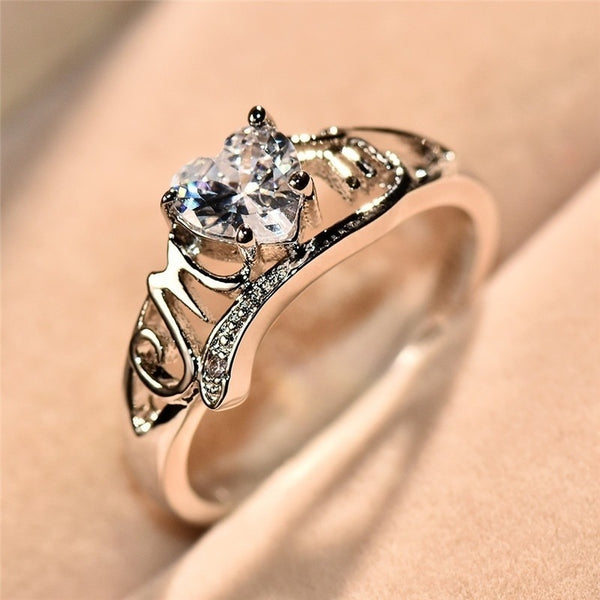 White Sapphire Heart Ring