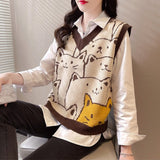 Cat Knit Vest Sweater