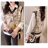 Cat Knit Vest Sweater