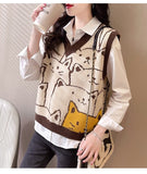 Cat Knit Vest Sweater