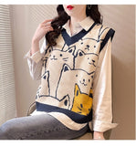 Cat Knit Vest Sweater
