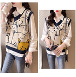 Cat Knit Vest Sweater