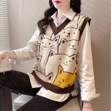 Cat Knit Vest Sweater
