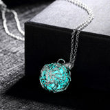 Luminous Silver Pendant Necklace Fluorescent Stone