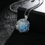 Luminous Silver Pendant Necklace Fluorescent Stone