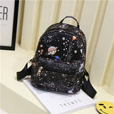 Star Universe Space Leather Print Backpack