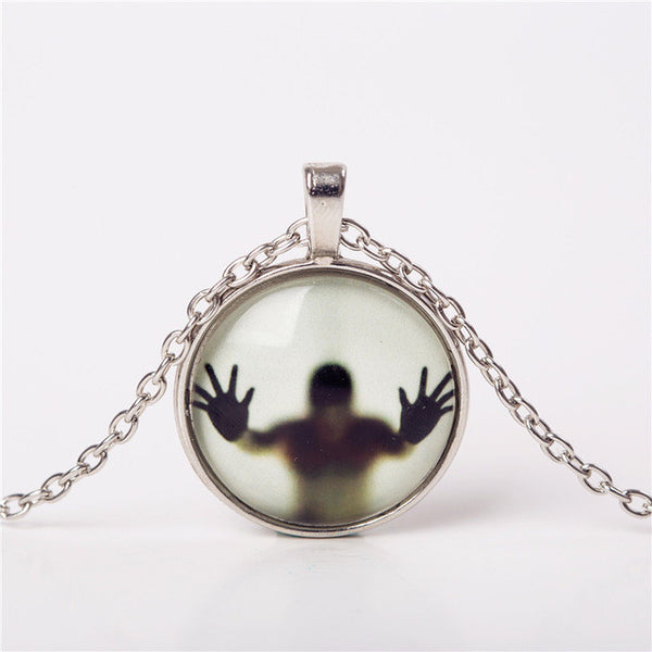 Shadow Men Glow In Dark Glass Cabochon Necklace