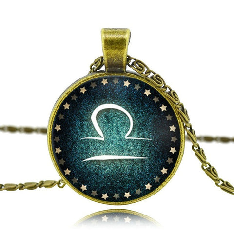 Glass Zodiac Constellation Cabochon Necklace