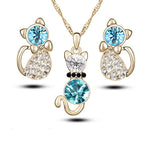 Silver Plated Cat Jewelry Set
