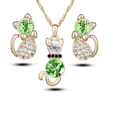 Silver Plated Cat Jewelry Set