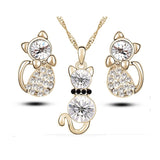 Silver Plated Cat Jewelry Set