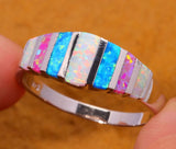 Rainbow Fire Opal Silver Ring