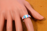 Rainbow Fire Opal Silver Ring