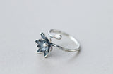 925 Sterling Silver Adjustable Lotus Flower Ring