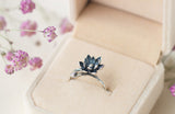 925 Sterling Silver Adjustable Lotus Flower Ring