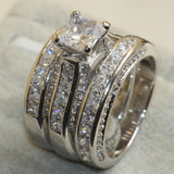 Princess Cut 925 Sterling Silver White Clear 5A CZ Stone Ring