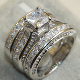 Princess Cut 925 Sterling Silver White Clear 5A CZ Stone Ring