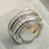 Princess Cut 925 Sterling Silver White Clear 5A CZ Stone Ring