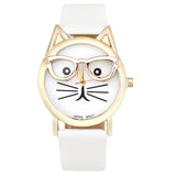 CAT With Glasses Analog Quartz Dial Wrist Watch For Women