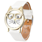 CAT With Glasses Analog Quartz Dial Wrist Watch For Women