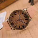 Men Wooden Quartz Leather Strap Casual Watches
