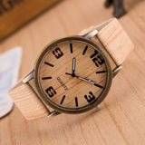 Men Wooden Quartz Leather Strap Casual Watches