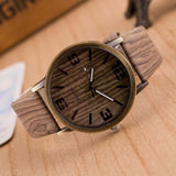 Men Wooden Quartz Leather Strap Casual Watches