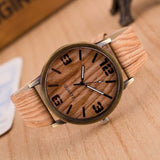 Men Wooden Quartz Leather Strap Casual Watches