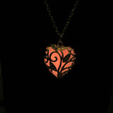 Glow In The Dark Silver Heart Necklace