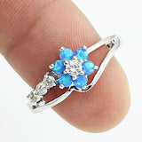 Silver White Fire Opal Flower Ring